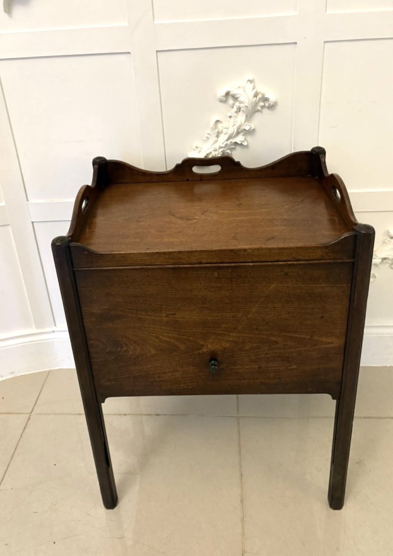 Unusual Antique 18th Century George III Quality Mahogany Bedside Cabinet - Image 3